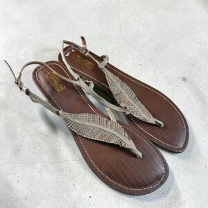 Carlos By Carlos Santana Tandy Flats Rhinestone Leaf Sandals Boho Size 8.5 New